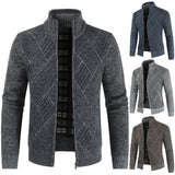 2019 Mens Cardigan Sweater Autumn Stand Collar Zipper Knitted Casual Sweatercoat Coats Men Warm Clothes Fleece Knit OutwearNew
