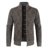 2019 Mens Cardigan Sweater Autumn Stand Collar Zipper Knitted Casual Sweatercoat Coats Men Warm Clothes Fleece Knit OutwearNew