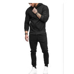 2018 Autumn New Men's High Street Hoodies Sweatpants Sets Male Solid Color Zipper Hooded Coat Jacket Sportswear Tracksuit Set