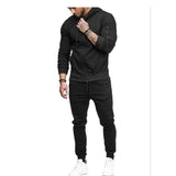 2018 Autumn New Men's High Street Hoodies Sweatpants Sets Male Solid Color Zipper Hooded Coat Jacket Sportswear Tracksuit Set