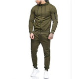 2018 Autumn New Men's High Street Hoodies Sweatpants Sets Male Solid Color Zipper Hooded Coat Jacket Sportswear Tracksuit Set