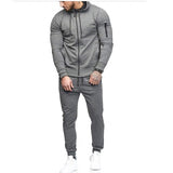 2018 Autumn New Men's High Street Hoodies Sweatpants Sets Male Solid Color Zipper Hooded Coat Jacket Sportswear Tracksuit Set
